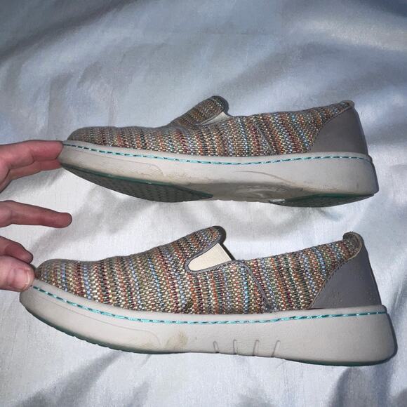 Dansko Belle Slip On Sneakers - Women's Size 37 - Textured Canvas Striped Shoes - Picture 9 of 10